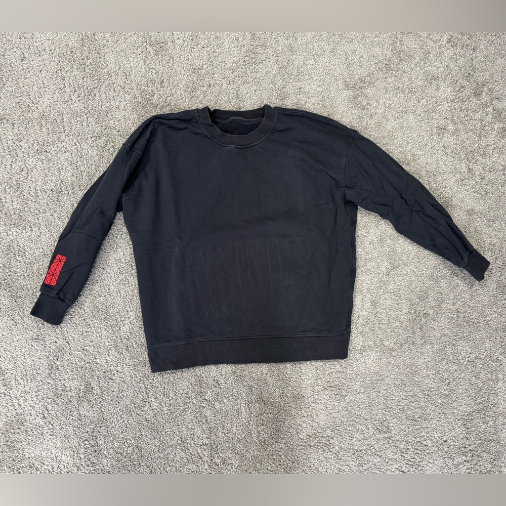 lululemon athletica Black Crewneck Sweatshirt with Red Sleeve Accent